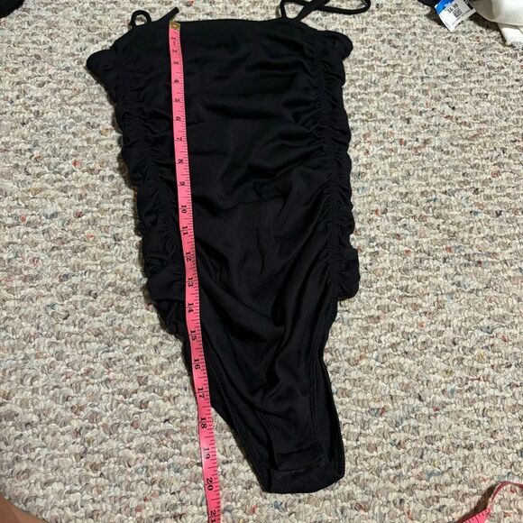 Free People Ruched Rib On Your Side Bodysuit Black- Size XS - Picture 9 of 9